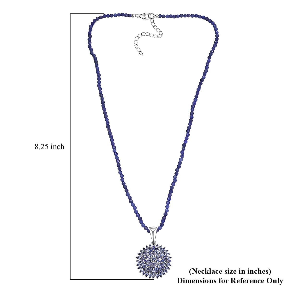 D'Joy Tanzanite 38.35 ctw Chrysanthemum Flower Pendant with Beaded Necklace in Rhodium Over Sterling Silver 20 Inches image number 5