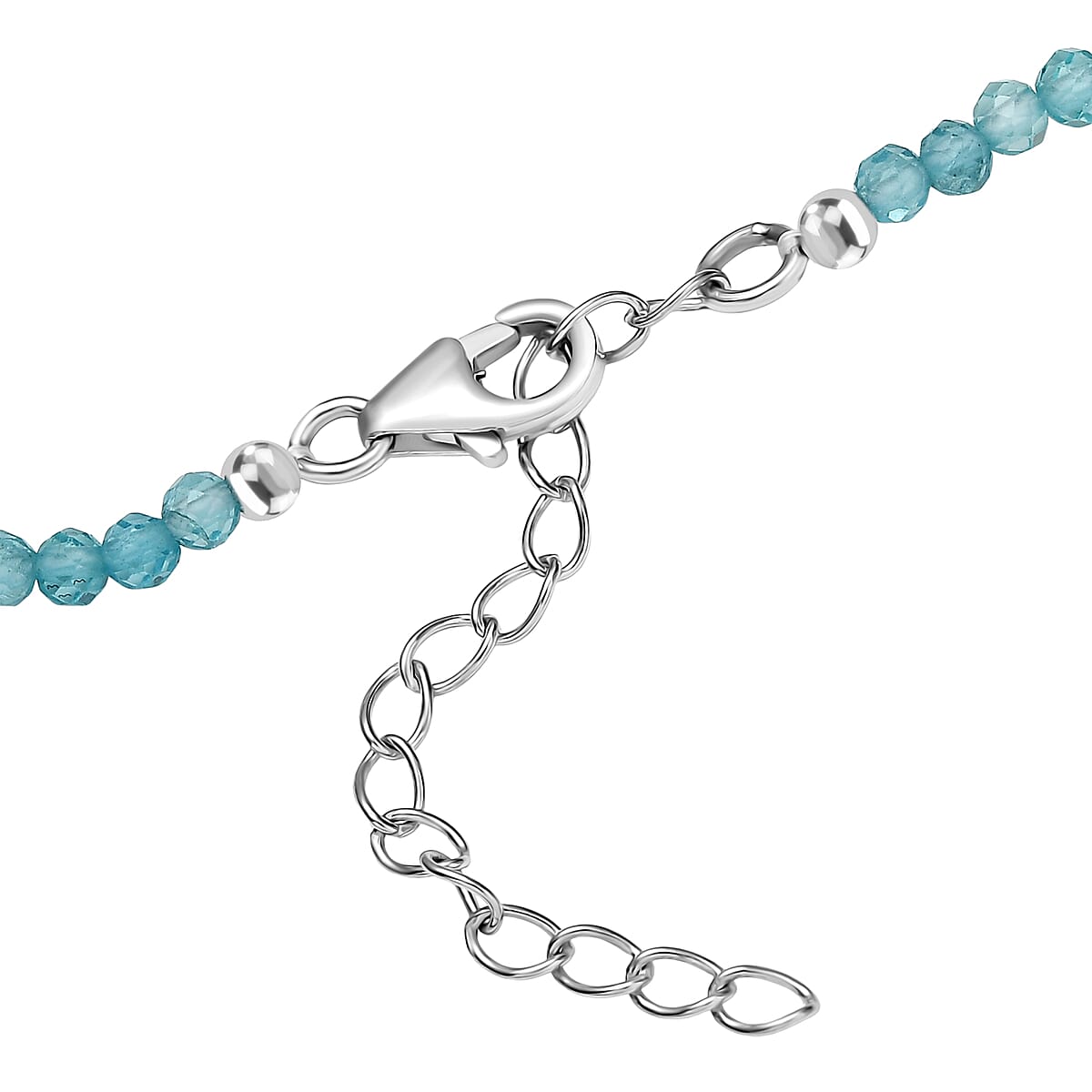D'Joy Lagoon Apatite 25.85 ctw Chrysanthemum Flower Pendant with Beaded Necklace (20 Inches) in Rhodium Over Sterling Silver image number 4