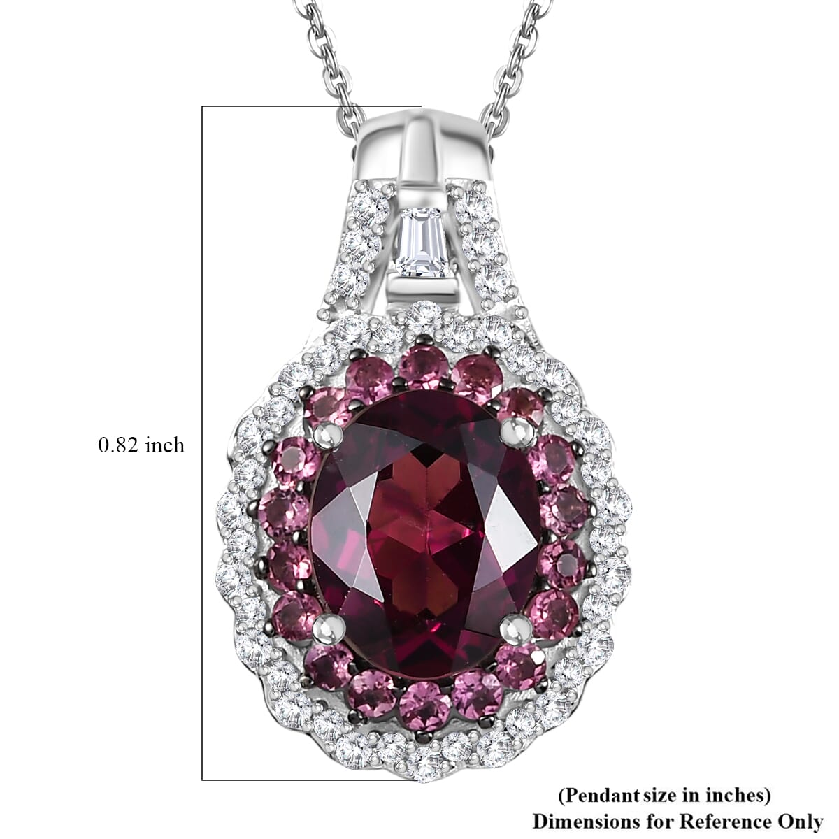 Orissa Rhodolite Garnet and Multi Gemstone 3.15 ctw Water Ripples Pendant Necklace in Rhodium Over Sterling Silver 20 Inches image number 5