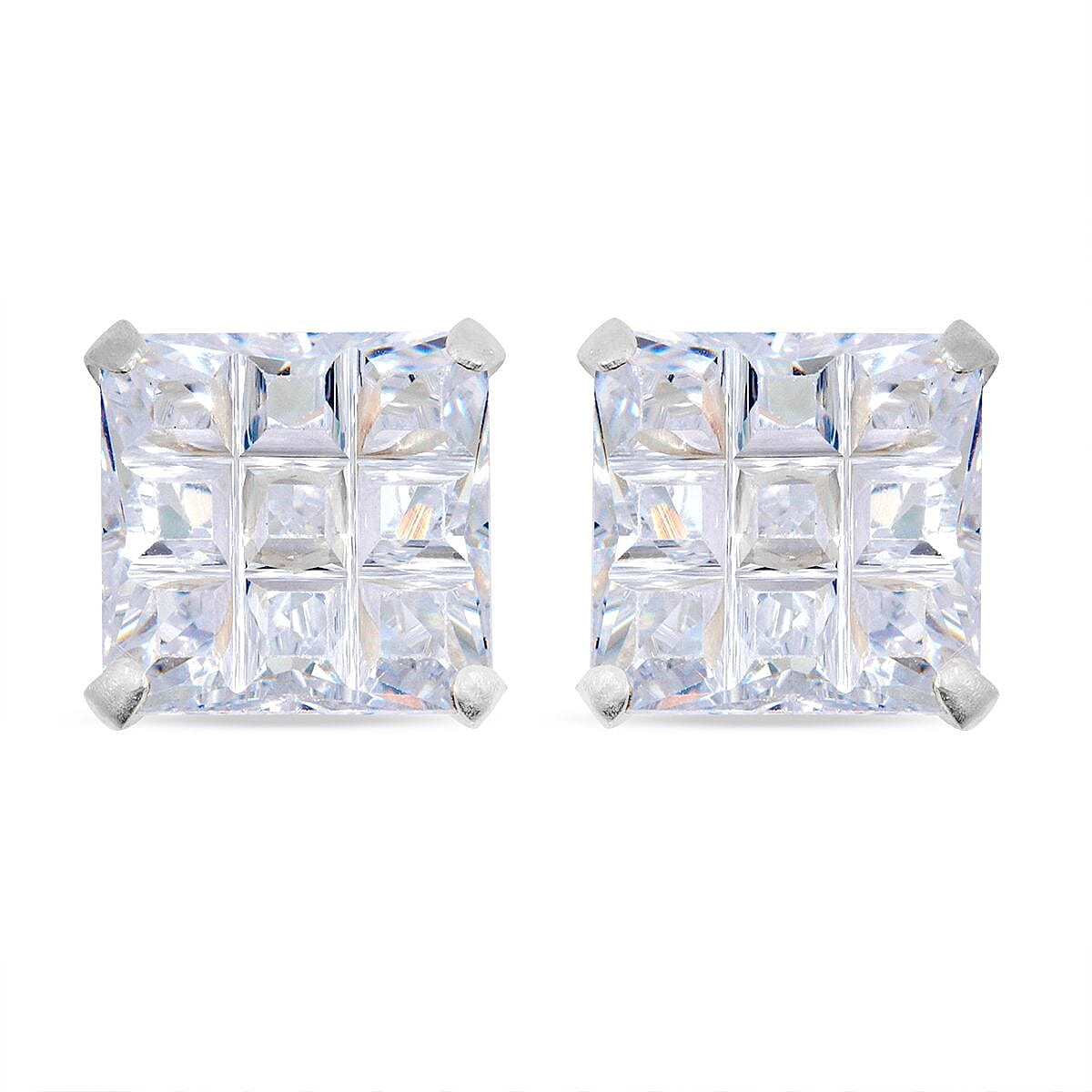 Set of 2 - Simulated Diamond 21.25 ctw Stud Earrings in Sterling Silver 