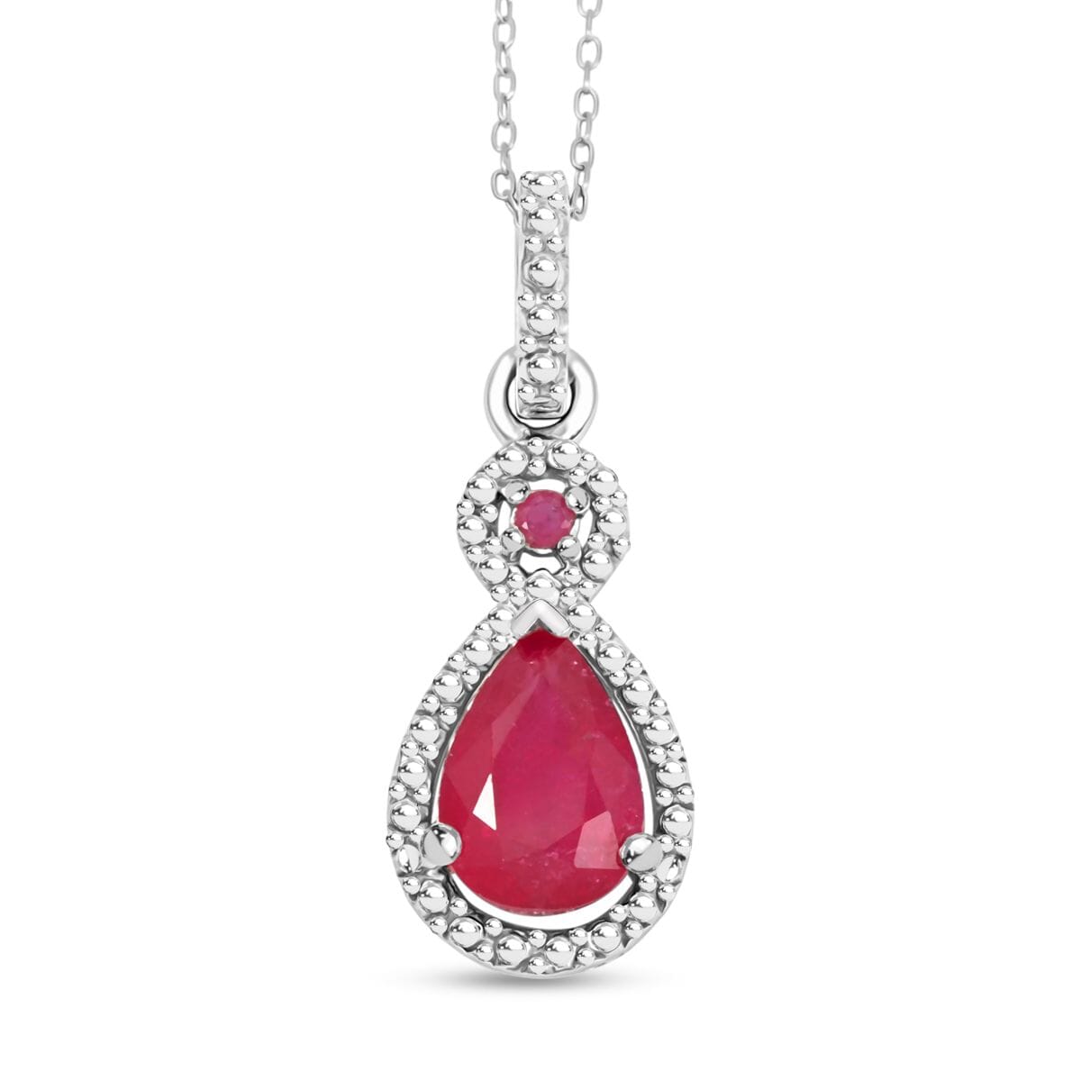 Niassa Ruby (FF) 3.50 ctw Pendant Necklace 20 Inches in Rhodium Over Sterling Silver  image number 0