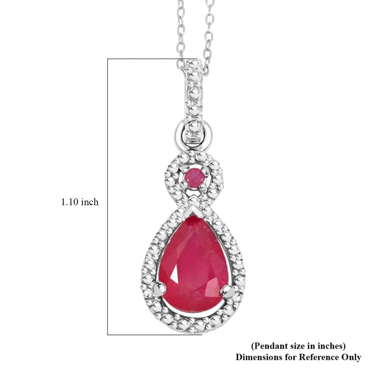 Niassa Ruby (FF) 3.50 ctw Pendant Necklace 20 Inches in Rhodium Over Sterling Silver  image number 4
