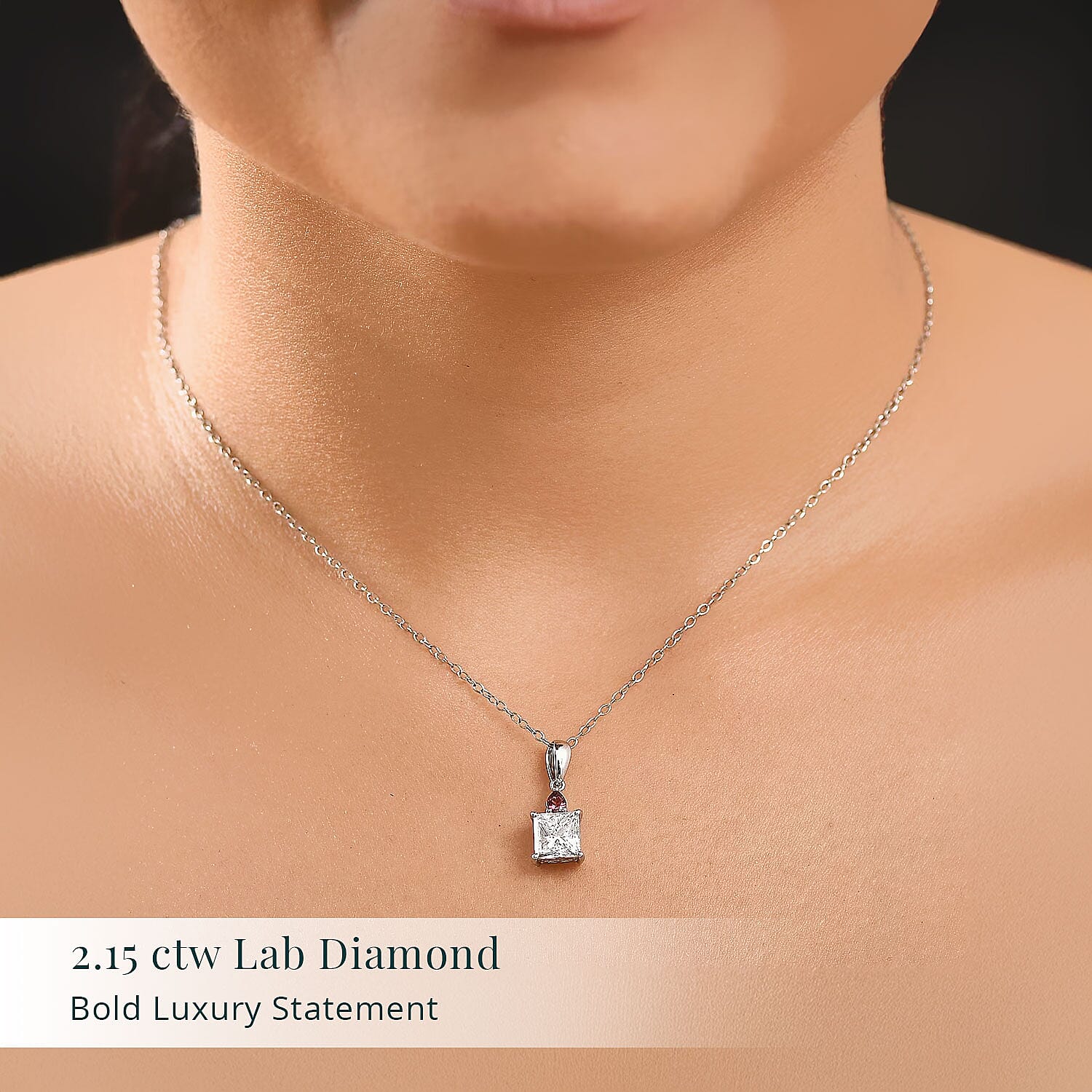 IGI Certified Princess Cut Luxuriant Lab Grown Diamond E-F VS and Ouro Fino Rubellite 2.15 ctw Pendant Necklace in 950 Platinum 20 Inches
