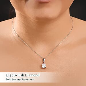IGI Certified Princess Cut Luxuriant Lab Grown Diamond E-F VS and Ouro Fino Rubellite 2.15 ctw Pendant Necklace in 950 Platinum 20 Inches