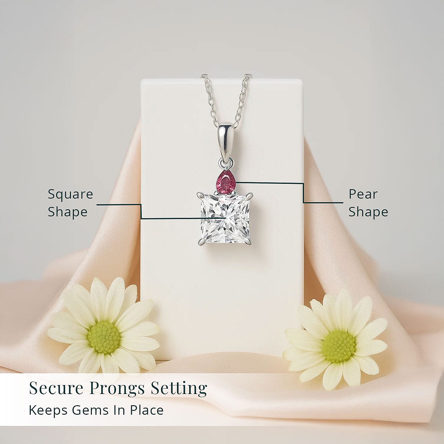 IGI Certified Princess Cut Luxuriant Lab Grown Diamond E-F VS and Ouro Fino Rubellite 2.15 ctw Pendant Necklace in 950 Platinum 20 Inches