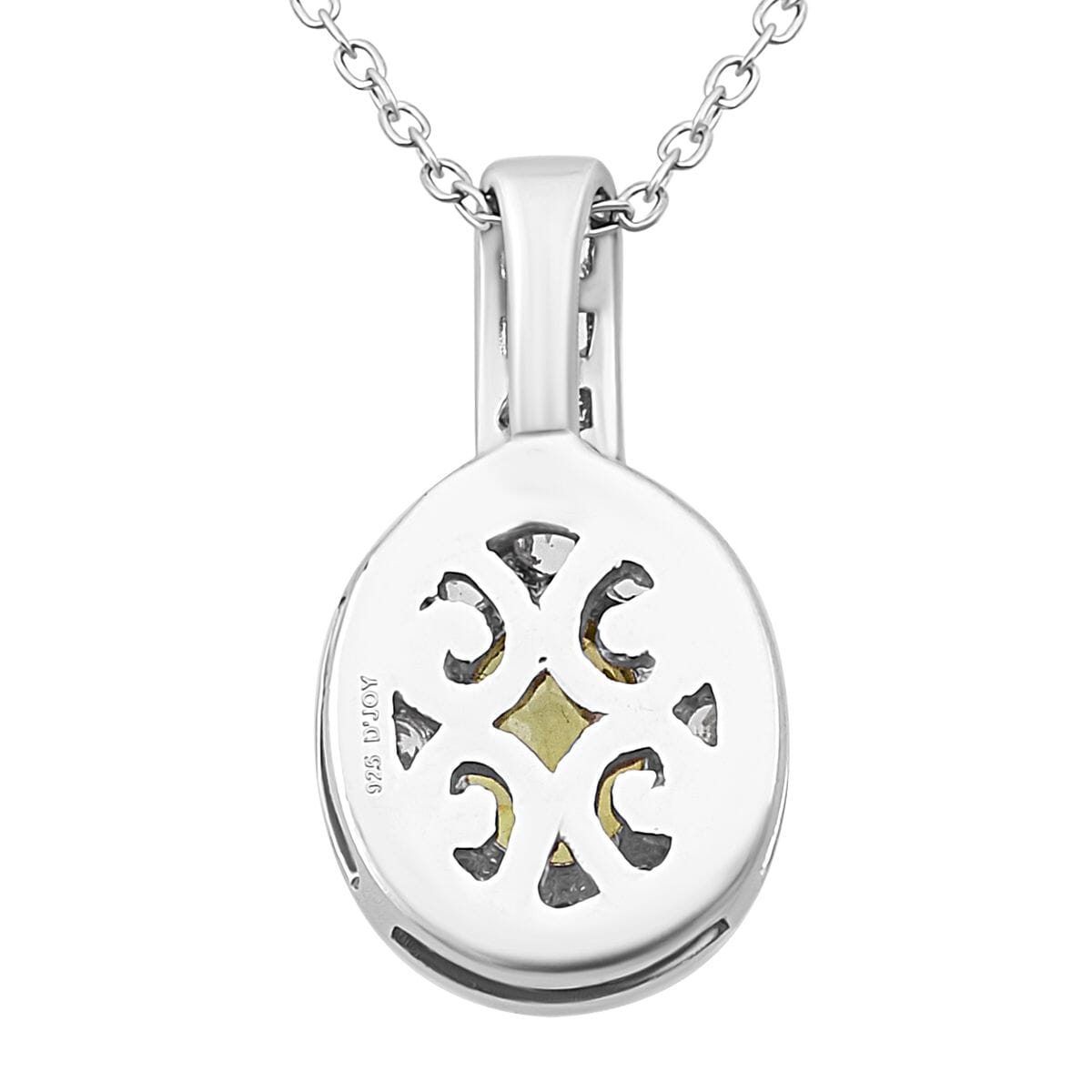 D'Joy Premium Sava Sphene and White Zircon 1.65 ctw Pendant Necklace in Rhodium Over Sterling Silver 20 Inches image number 4