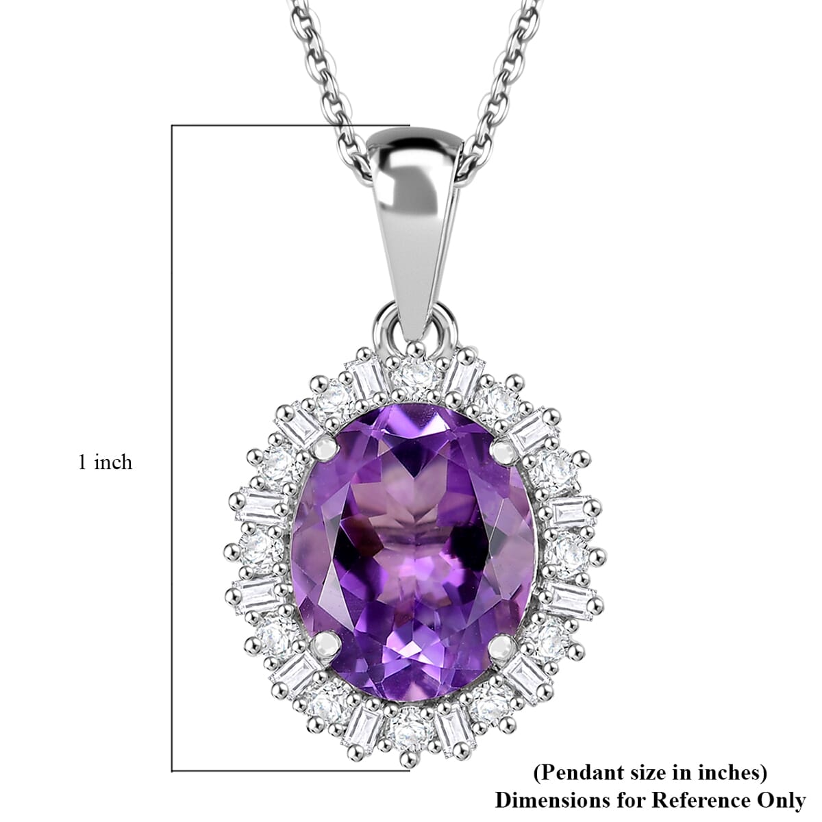 D'Joy Premium Moroccan Amethyst and Moissanite 3.70 ctw Regal Bloom Pendant Necklace in Rhodium Over Sterling Silver 20 Inches image number 6