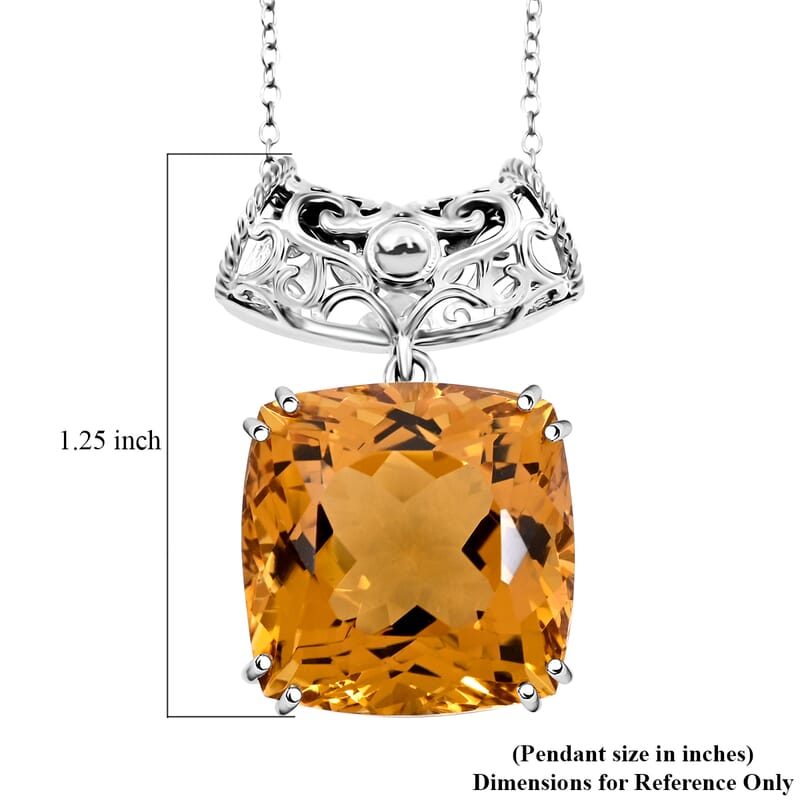 Brazilian Citrine 27.35 ctw Pendant Necklace 20 Inches in Rhodium Over Sterling Silver 