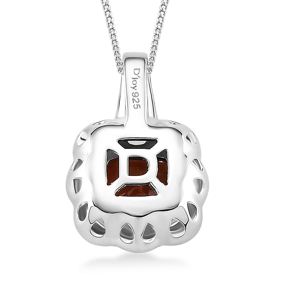 D'Joy Orange Kyanite and White Zircon 3.70 ctw Royal Blossom Halo Pendant Necklace in Rhodium Over Sterling Silver 18 Inches image number 4