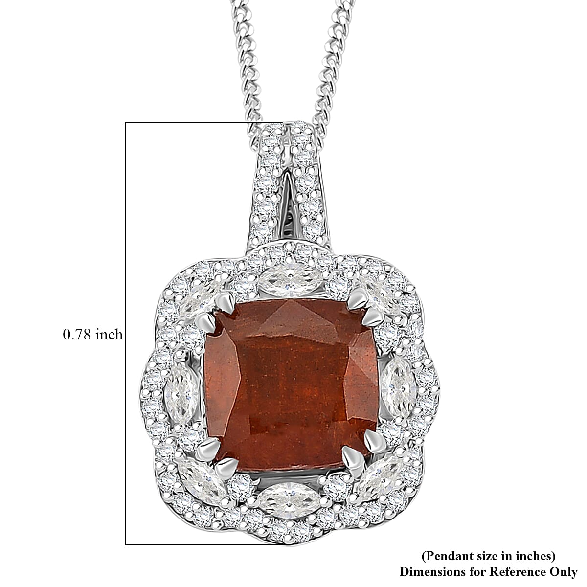 D'Joy Orange Kyanite and White Zircon 3.70 ctw Royal Blossom Halo Pendant Necklace in Rhodium Over Sterling Silver 18 Inches image number 6