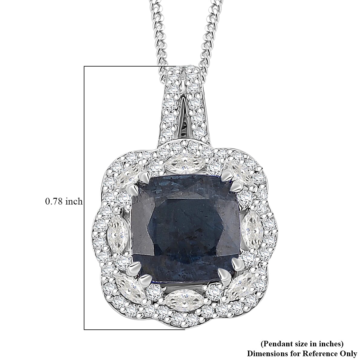 D'Joy Indigo Kyanite, White Zircon Pendant Necklace in Rhodium Over Sterling Silver 4.20 ctw  (18 Inches) image number 6