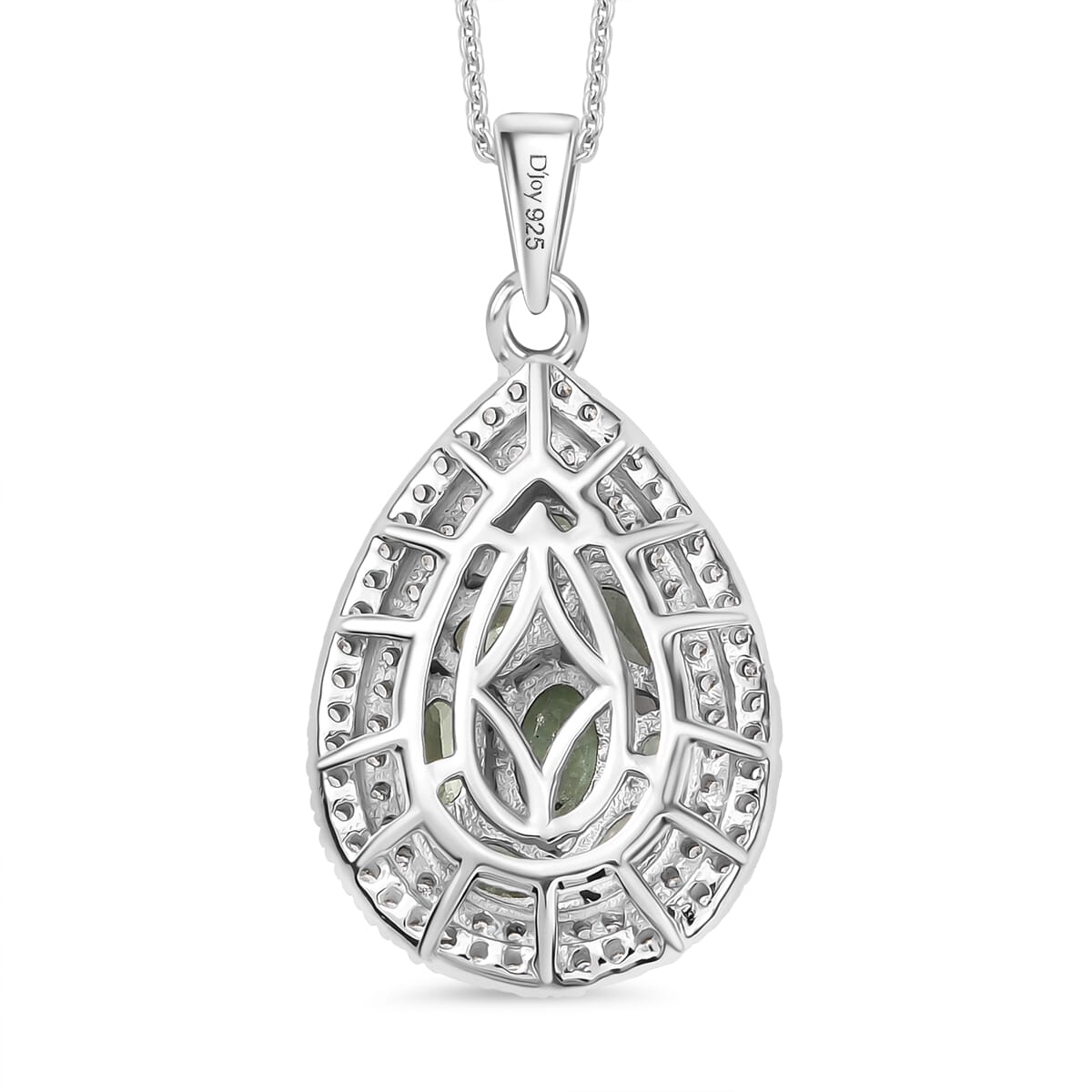 D'Joy Premium Tsavorite Garnet and White Zircon 2.50 ctw Crown Cluster Pendant Necklace in Rhodium Over Sterling Silver 20 Inches image number 4