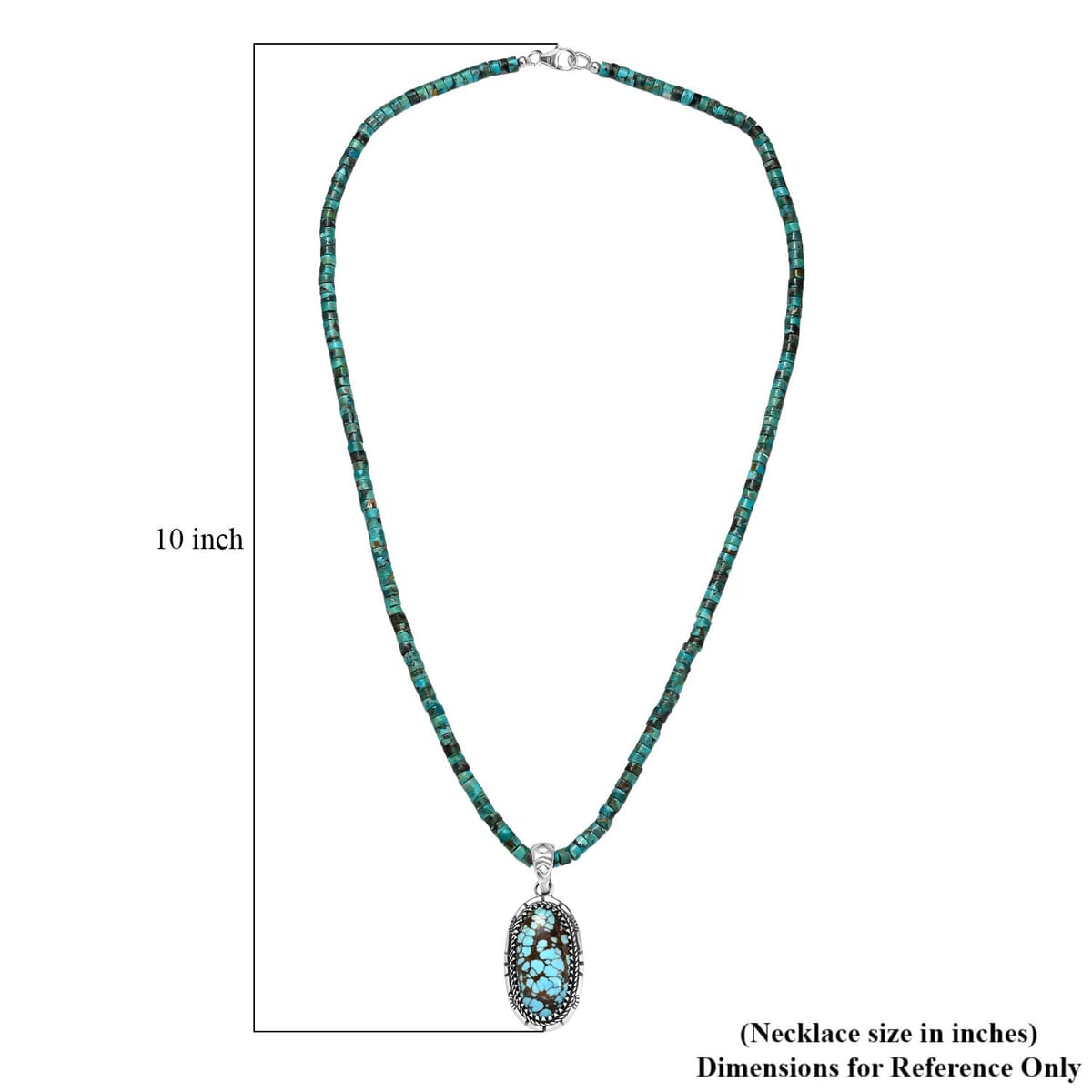 Premium Blue Moon Turquoise and Royston Turquoise 76.70 ctw Pendant Necklace in Rhodium Over and Black Oxidized Sterling Silver 20 Inches image number 5