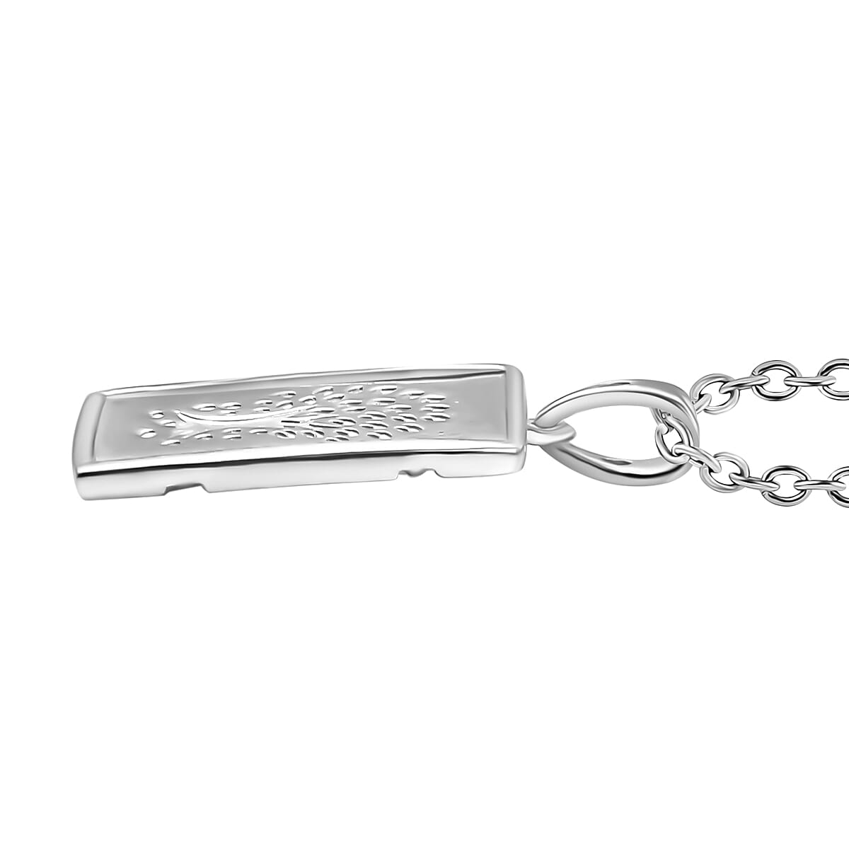 Tree of Life Bar Pendant Necklace in 10K White Gold 2.10 Grams 20 Inches image number 2