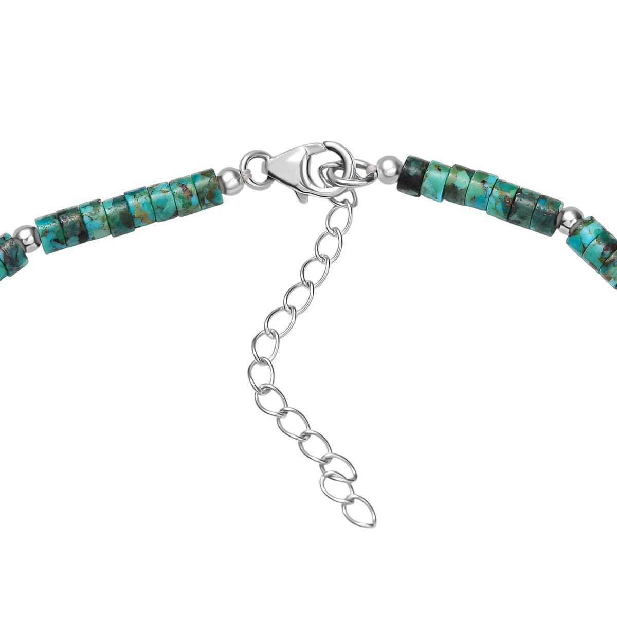 D'Joy Artisan Crafted Premium Blue Moon Turquoise Pendant with Royston Turquoise 60.35 ctw Beaded Necklace in Black Oxidized Sterling Silver 20 Inches image number 4