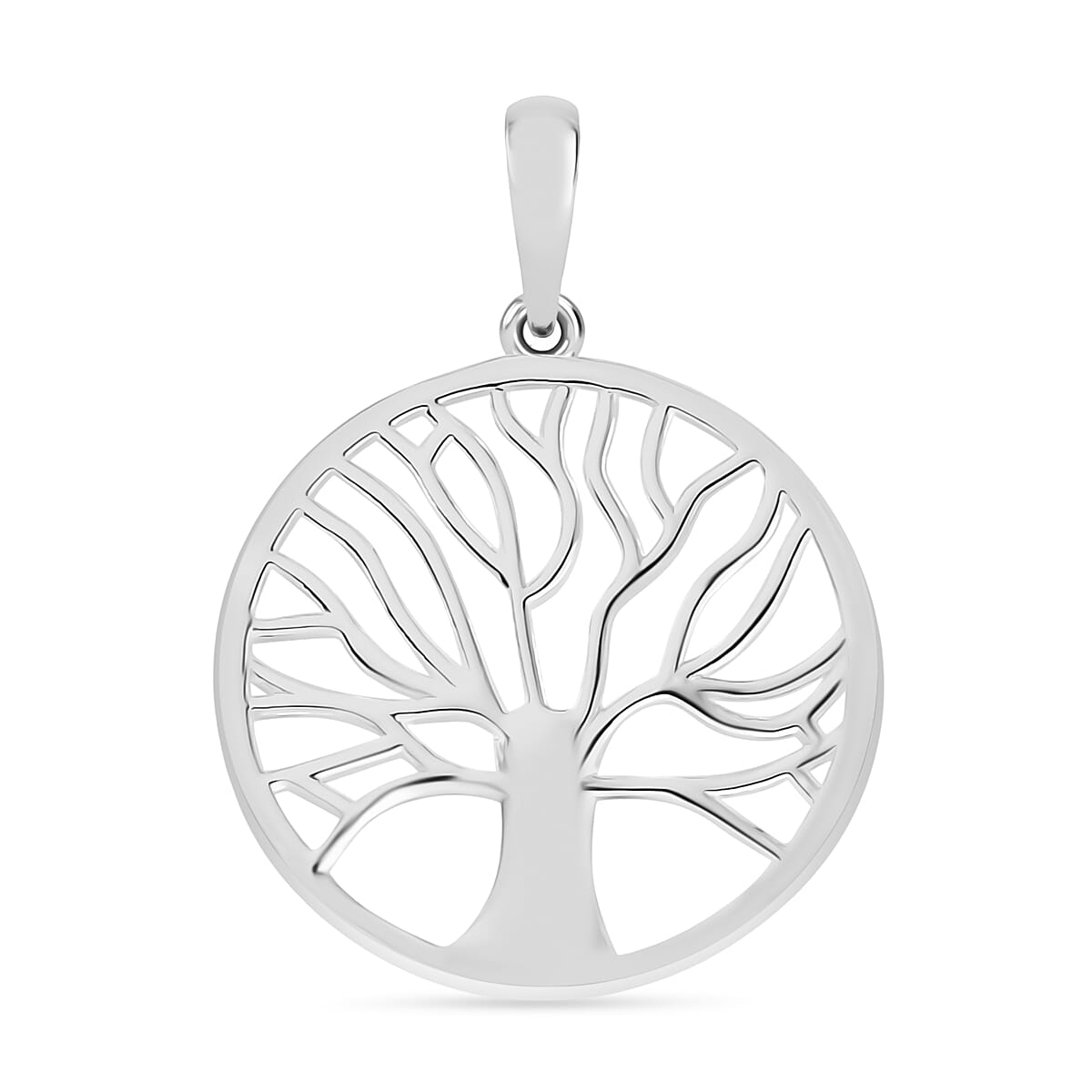 Tree of Life Round Pendant Necklace in 10K White Gold 2.60 Grams 20 Inches image number 0