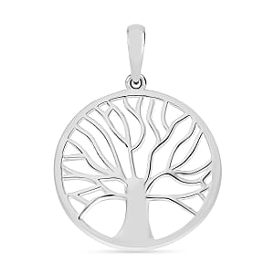 Tree of Life Round Pendant Necklace in 10K White Gold 2.60 Grams 20 Inches