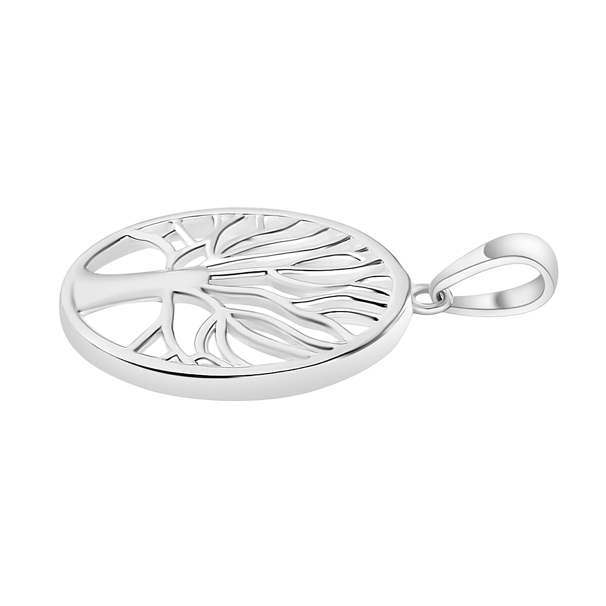 Tree of Life Round Pendant Necklace in 10K White Gold 2.60 Grams 20 Inches image number 2