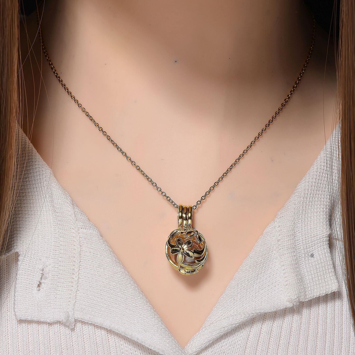 Purple Edison Pearl 12.00 ctw Pendant Necklace in Silvertone 20 Inches