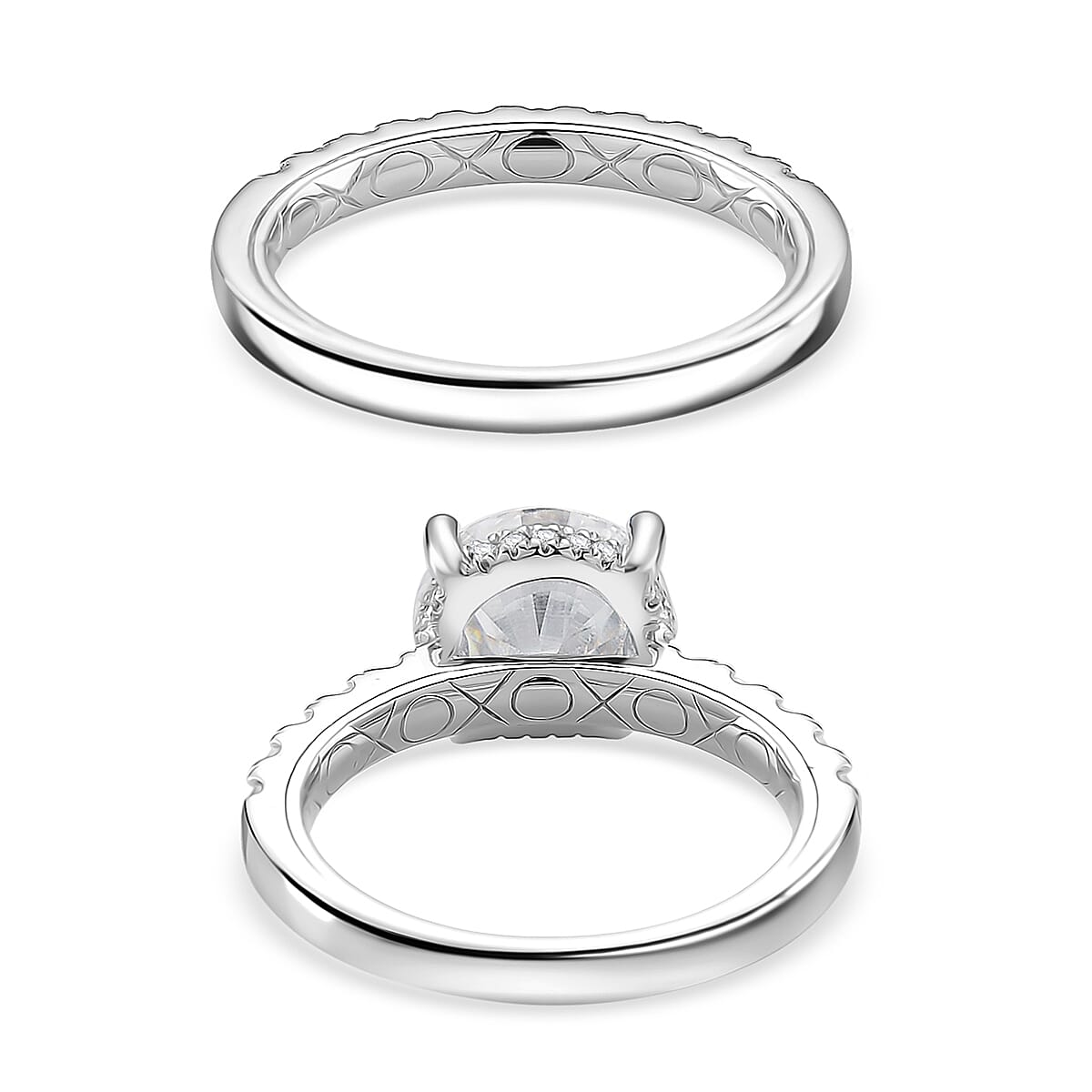 D'Joy Moissanite 3.90 ctw Set of 2 Bridal Ring in Rhodium Over Sterling Silver (Size 6.0) image number 4