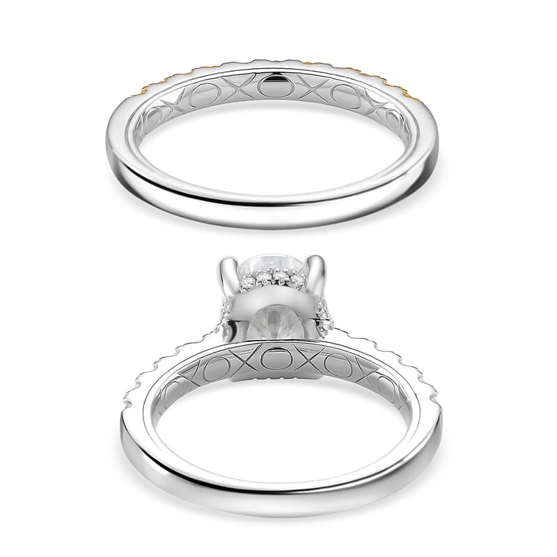 D'Joy Moissanite and Yellow Sapphire 3.30 ctw Set of 2 Bridal Ring in Rhodium Over Sterling Silver (Size 6.0)
