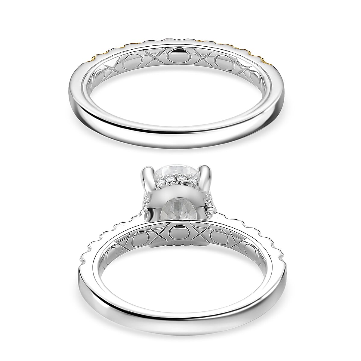 D'Joy Moissanite and Yellow Sapphire 3.30 ctw Set of 2 Bridal Ring in Rhodium Over Sterling Silver (Size 8.0) image number 4