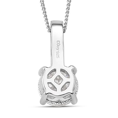D'Joy Moissanite Bridal Pendant Necklace in Rhodium Over Sterling Silver 2.80 ctw (18 Inches)