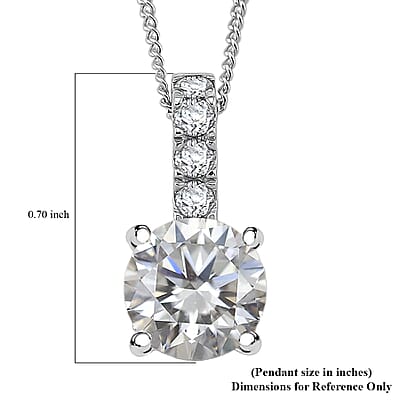 D'Joy Moissanite Bridal Pendant Necklace in Rhodium Over Sterling Silver 2.80 ctw (18 Inches)