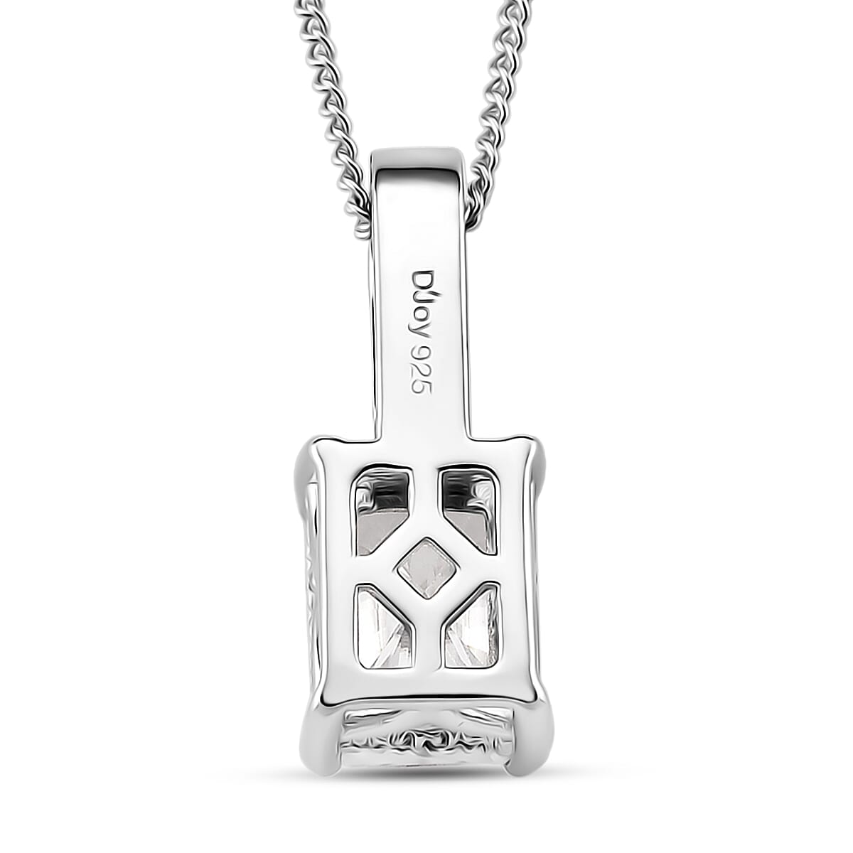 D'Joy Moissanite, Pink Sapphire Bridal Pendant Necklace in Rhodium Over Sterling Silver 2.85 ctw (18 Inches) image number 4