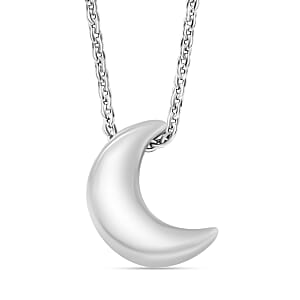 Moon Pendant Necklace in 10K White Gold 1.60 Grams 20 Inches