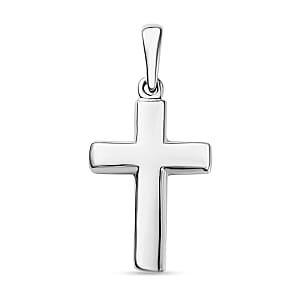 Cross Pendant Necklace in Rhodium Over Sterling Silver 1.50 Grams 20 Inches
