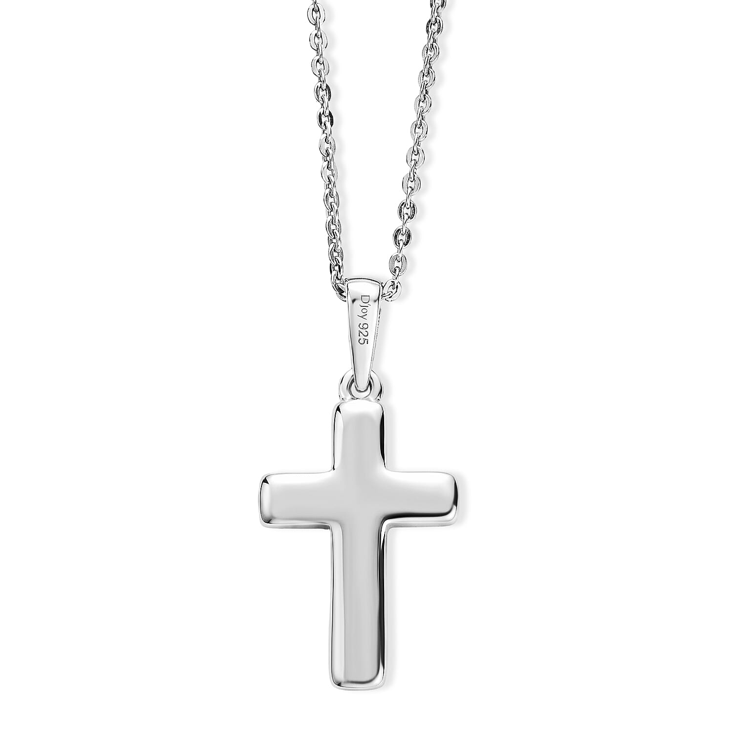 D'Joy Cross Pendant Necklace in Rhodium Over Sterling Silver 1.6 Grams 20 Inches