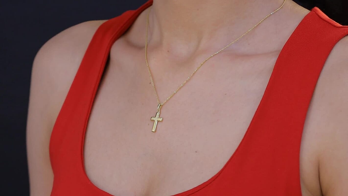Cross Pendant Necklace in Rhodium Over Sterling Silver 1.50 Grams 20 Inches