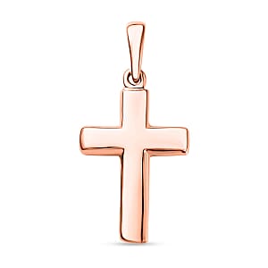 D'Joy Cross Pendant Necklace in 18K Vermeil Rose Gold Over Sterling Silver 1.50 Grams 20 Inches (Del. in 10-12 Days)