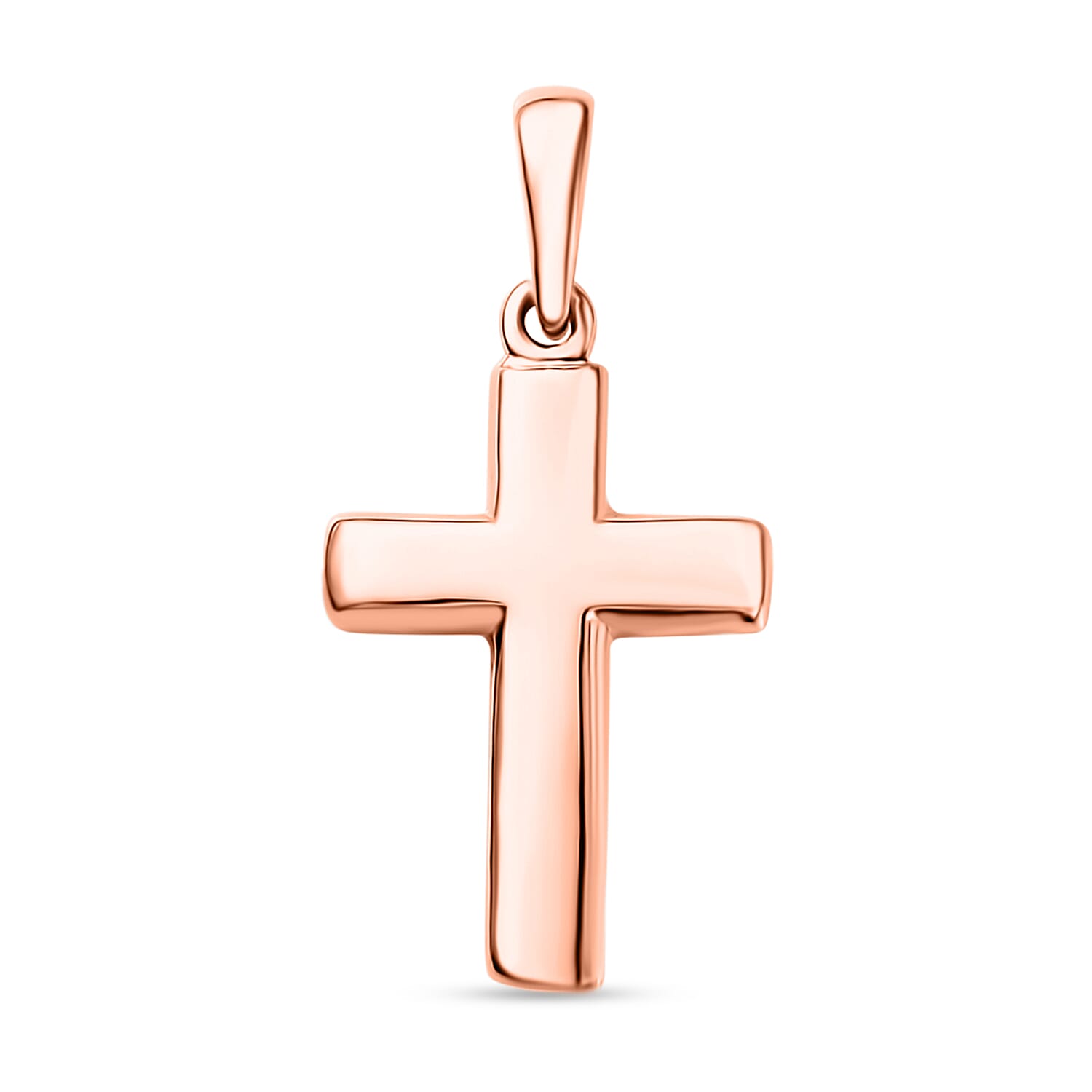 D'Joy Cross Pendant Necklace in 18K Vermeil Rose Gold Over Sterling Silver 1.6 Grams 20 Inches