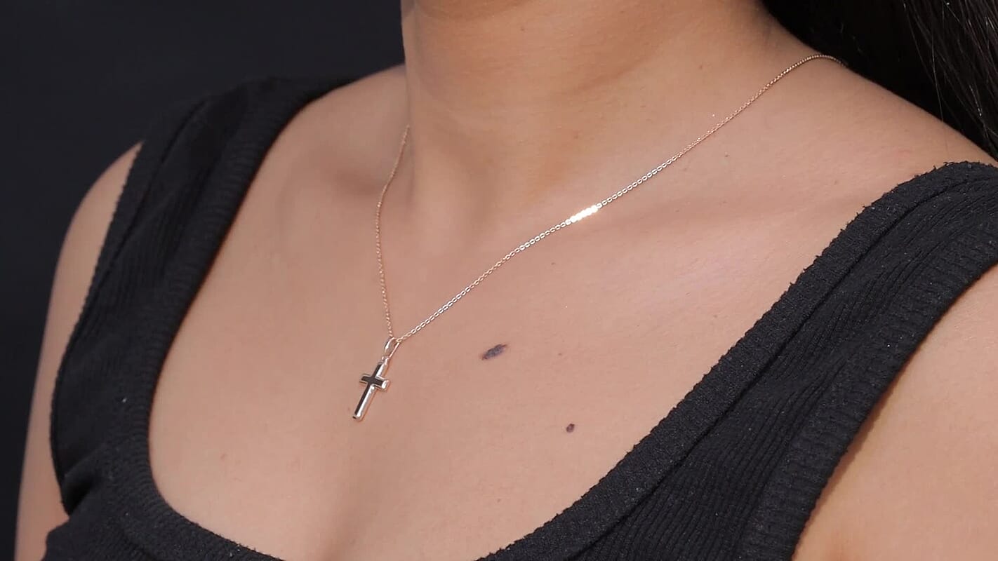 Cross Pendant Necklace in Rhodium Over Sterling Silver 1.50 Grams 20 Inches