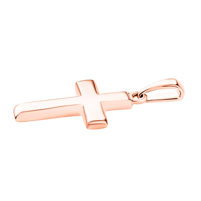 D'Joy Cross Pendant Necklace in 18K Vermeil Rose Gold Over Sterling Silver 1.6 Grams 20 Inches