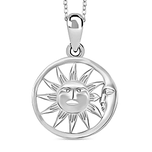 Sun Pendant Necklace in 10K White Gold 1.60 Grams 20 Inches