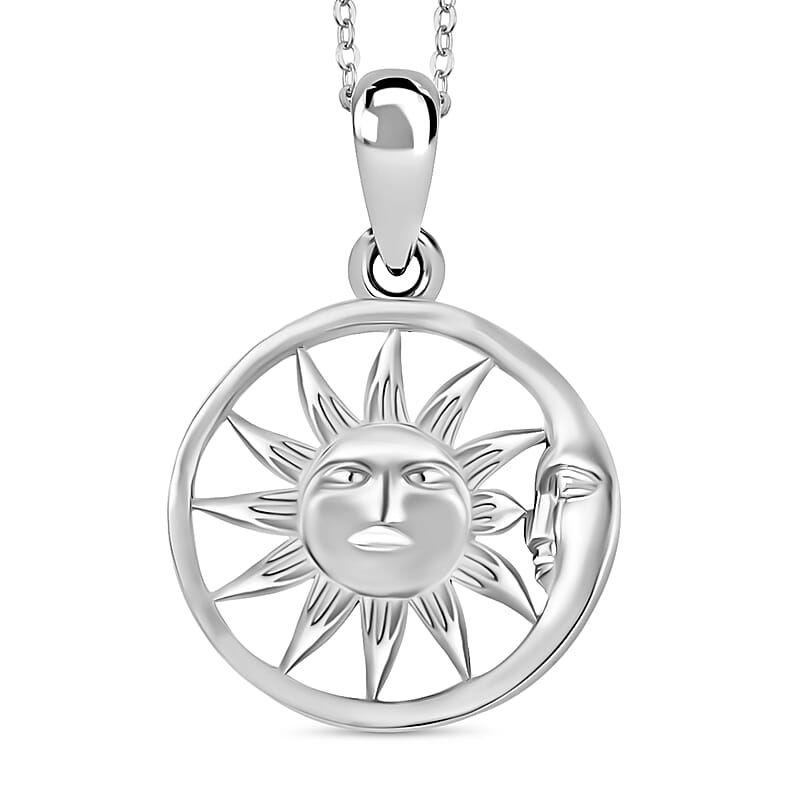 Sun Pendant Necklace in 10K White Gold 2 Grams 20 Inches