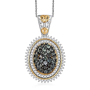D'Joy Narsipatnam Alexandrite and Moissanite 2.20 ctw Pendant Necklace in 18K Vermeil YG and Rhodium Over Sterling Silver 20 Inches