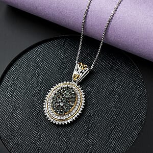 D'Joy Narsipatnam Alexandrite and Moissanite 2.20 ctw Art Nouveau Pendant Necklace in 18K Vermeil YG and Rhodium Over Sterling Silver 20 Inches