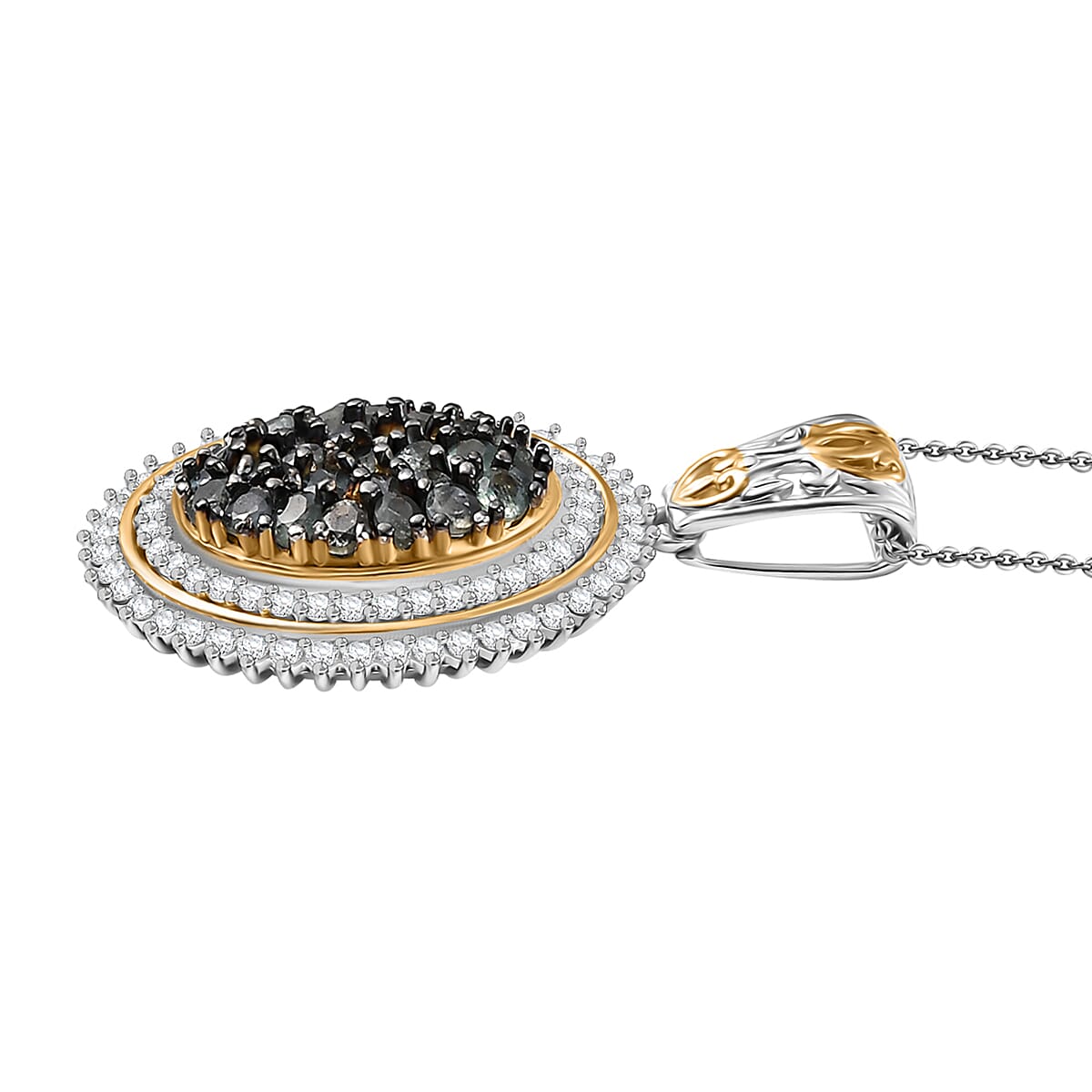 D'Joy Narsipatnam Alexandrite and Moissanite 2.20 ctw Art Nouveau Pendant Necklace in 18K Vermeil YG and Rhodium Over Sterling Silver 20 Inches image number 3