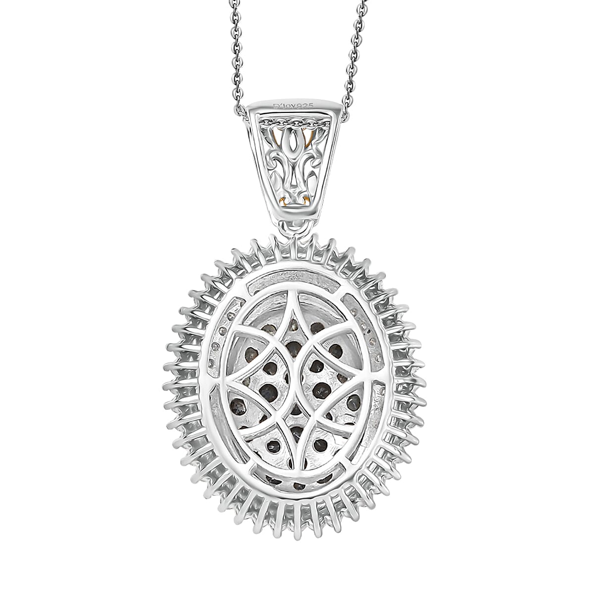 D'Joy Narsipatnam Alexandrite and Moissanite 2.20 ctw Art Nouveau Pendant Necklace in 18K Vermeil YG and Rhodium Over Sterling Silver 20 Inches image number 4