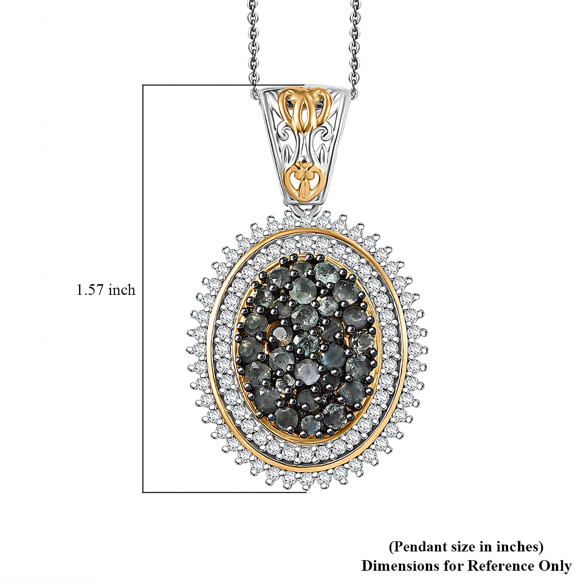D'Joy Narsipatnam Alexandrite and Moissanite 2.20 ctw Art Nouveau Pendant Necklace in 18K Vermeil YG and Rhodium Over Sterling Silver 20 Inches image number 5