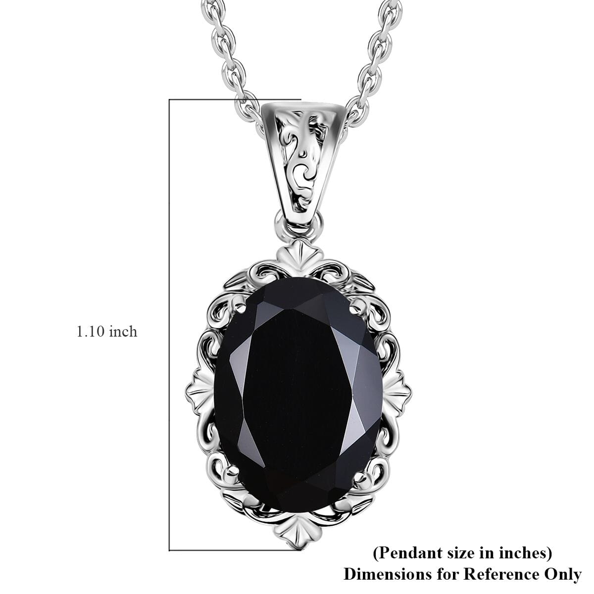 2 Piece Set - Thai Black Spinel 15.10 ctw Ring (Size 9) and Pendant Necklace 20 Inches in Stainless Steel  image number 6