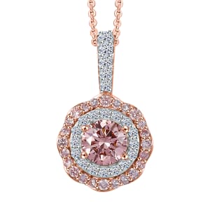 Luxuriant Lab Grown Pink Diamond VS and Lab Grown Diamond SI 0.85 ctw Celestial Bloom Pendant Necklace in 18K Vermeil Rose Gold Over Sterling Silver 20 Inches