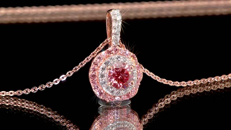 Luxuriant Lab Grown Pink Diamond VS and Lab Grown Diamond SI 0.85 ctw Celestial Bloom Pendant Necklace in 18K Vermeil Rose Gold Over Sterling Silver 20 Inches