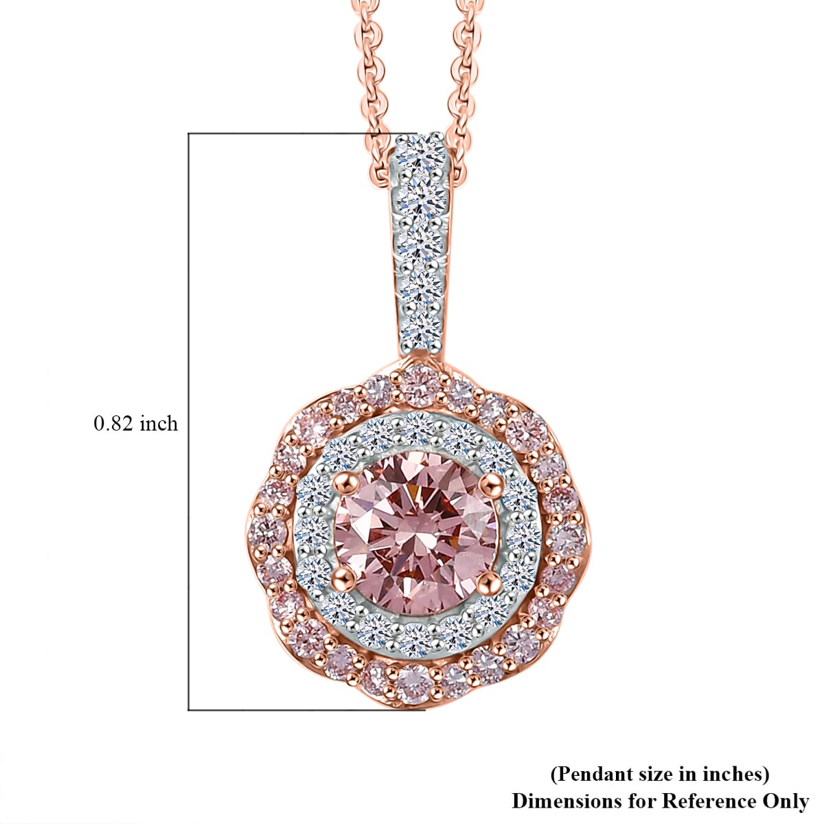 Luxuriant Lab Grown Pink Diamond VS and Lab Grown Diamond SI 0.85 ctw Celestial Bloom Pendant Necklace in 18K Vermeil Rose Gold Over Sterling Silver 20 Inches image number 5