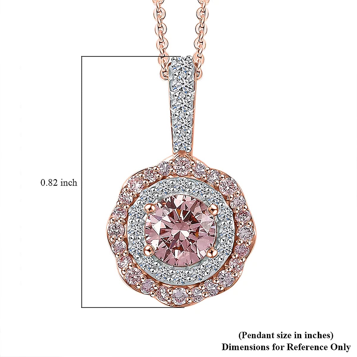 Luxuriant Lab Grown Pink Diamond VS and Lab Grown Diamond SI 0.85 ctw Celestial Bloom Pendant Necklace in 18K Vermeil Rose Gold Over Sterling Silver 20 Inches image number 6