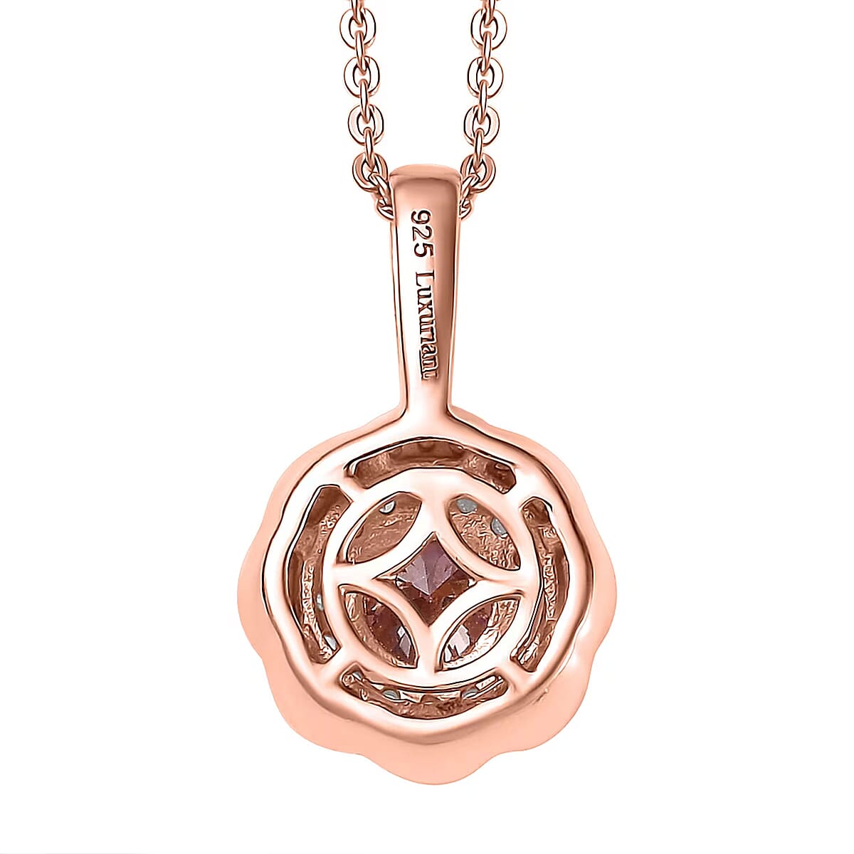 Luxuriant Lab Grown Pink Diamond VS and Lab Grown Diamond SI 0.85 ctw Celestial Bloom Pendant Necklace in 18K Vermeil Rose Gold Over Sterling Silver 20 Inches image number 7